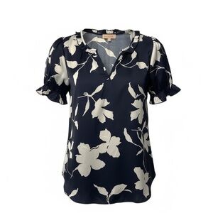 Silky Blousology Blue and White Floral Print